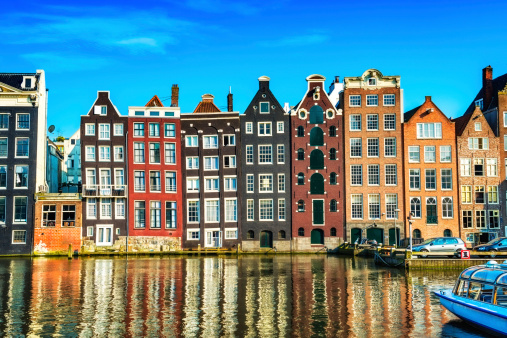 Typical dutch houses in Amsterdam.