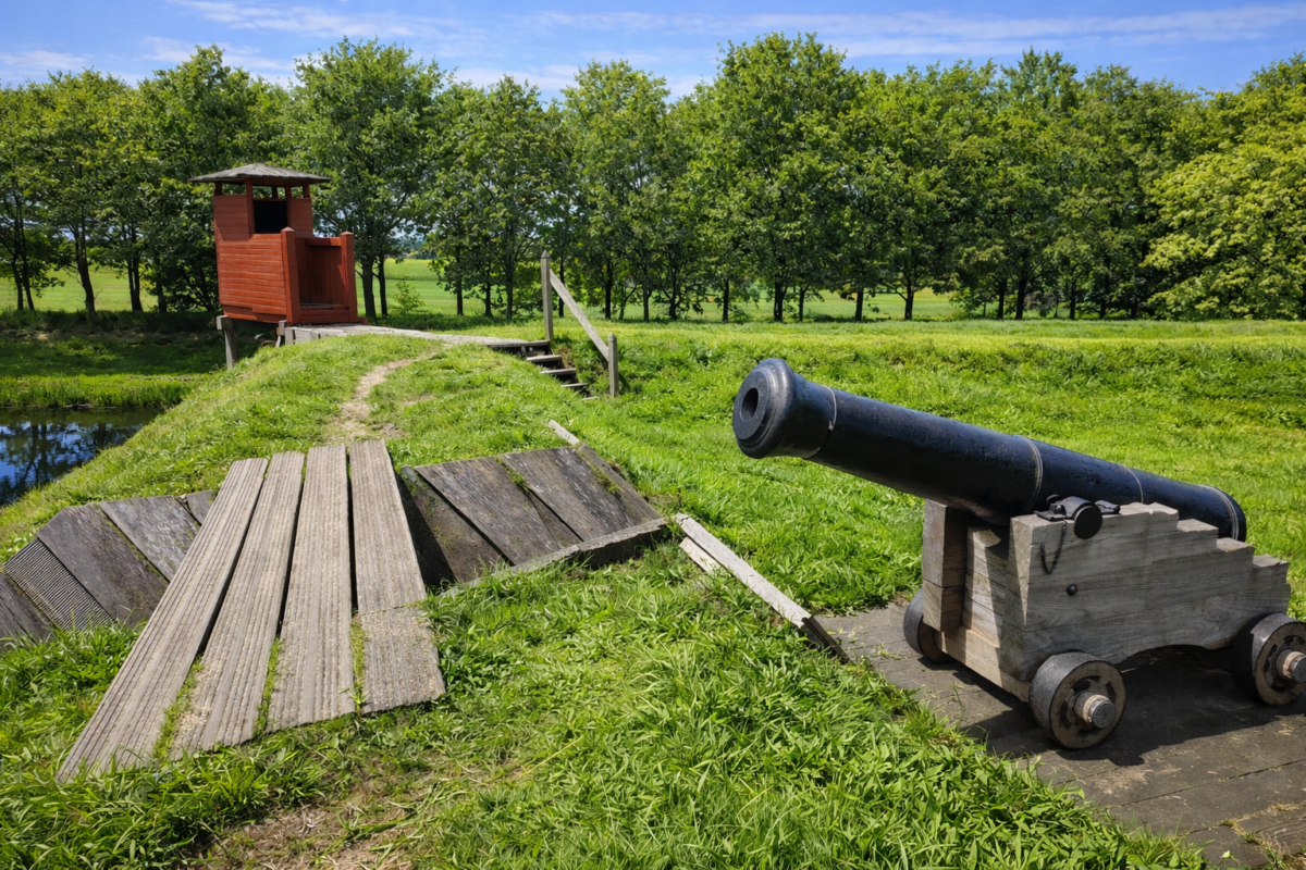 Kanon en vestingwal in Bourtange